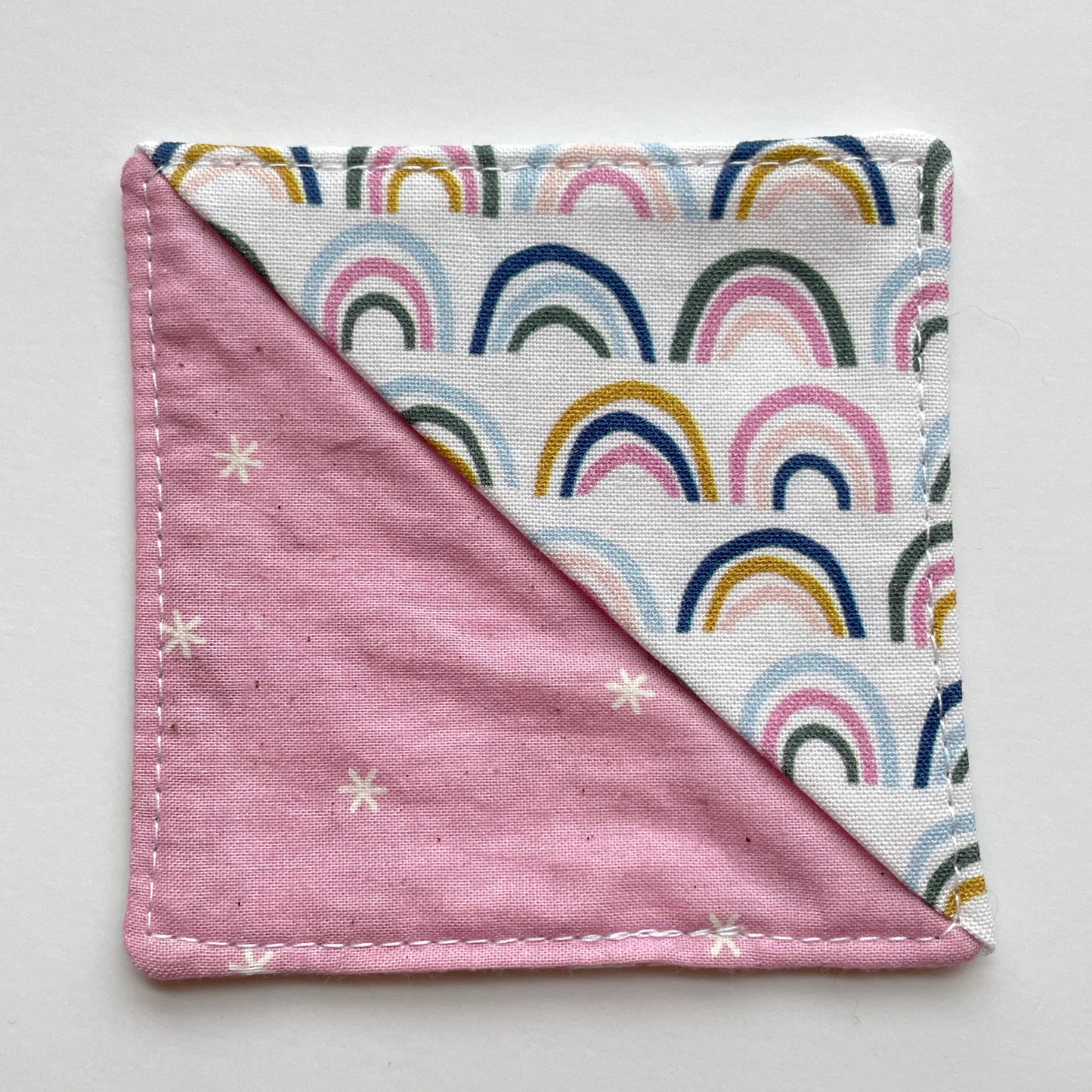 fabric corner bookmark - rainbows