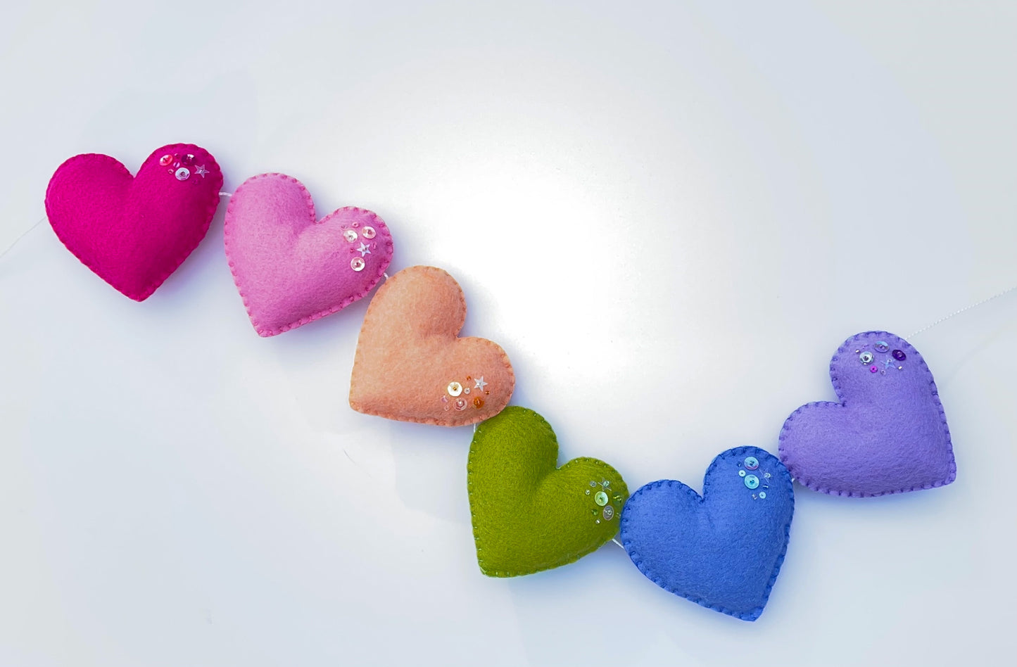 cheerful rainbow heart garland