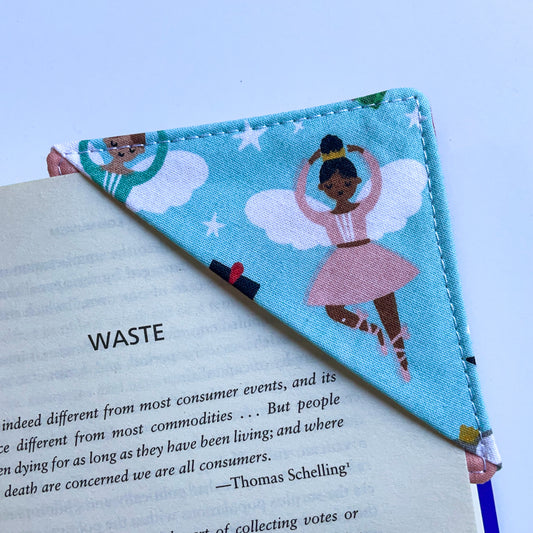 fabric corner bookmark - ballerina