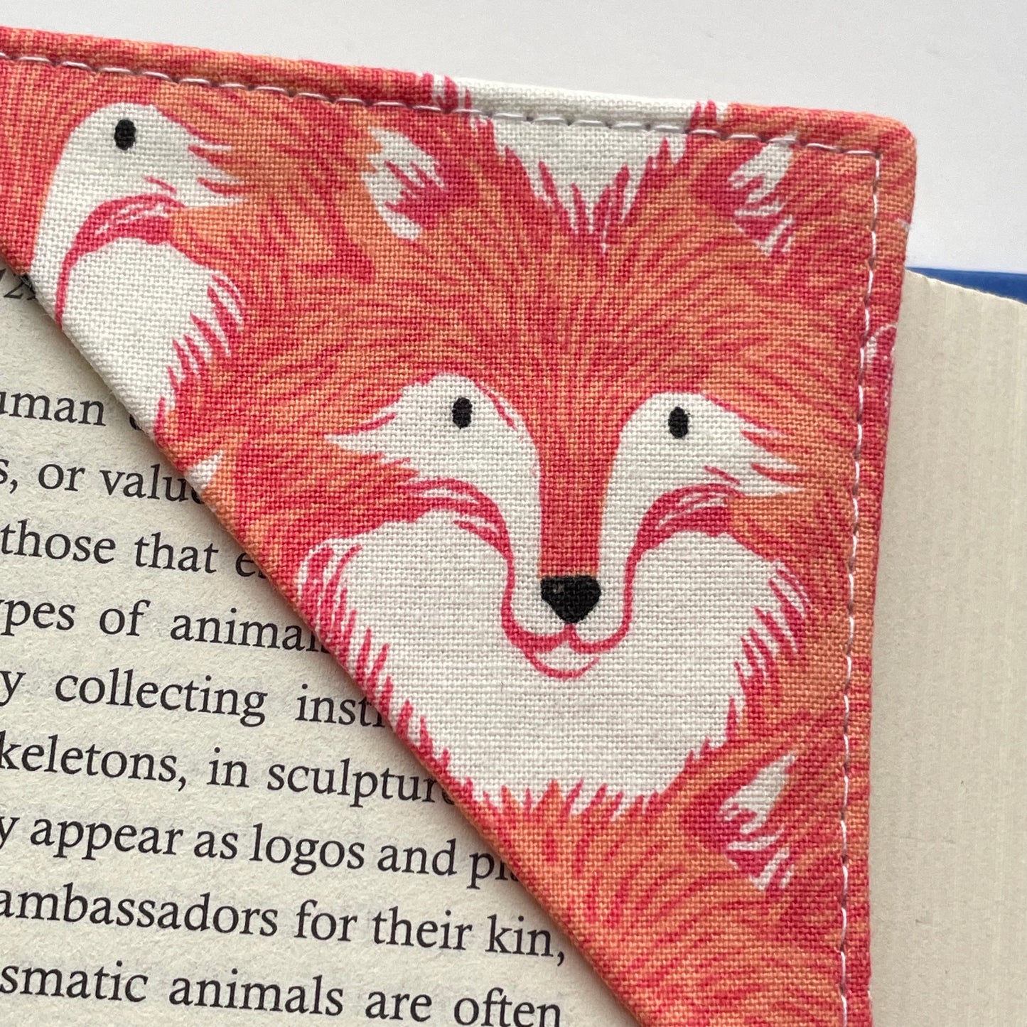 fabric corner bookmark - foxes