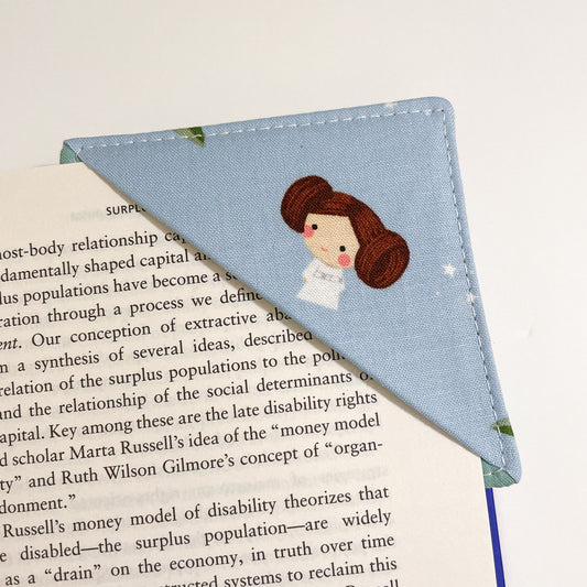 fabric corner bookmark - leia