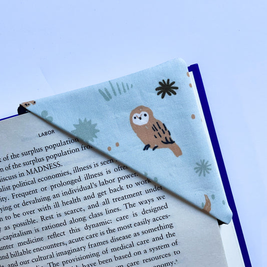 fabric corner bookmark - owl