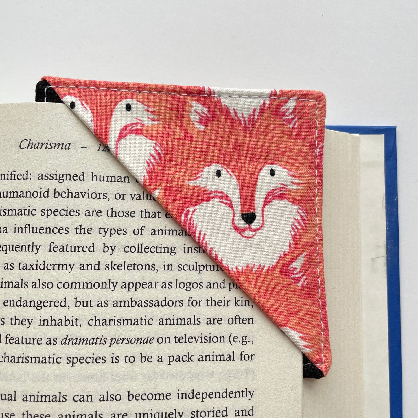 fabric corner bookmark - foxes