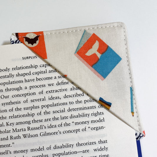 fabric corner bookmark - that whale book