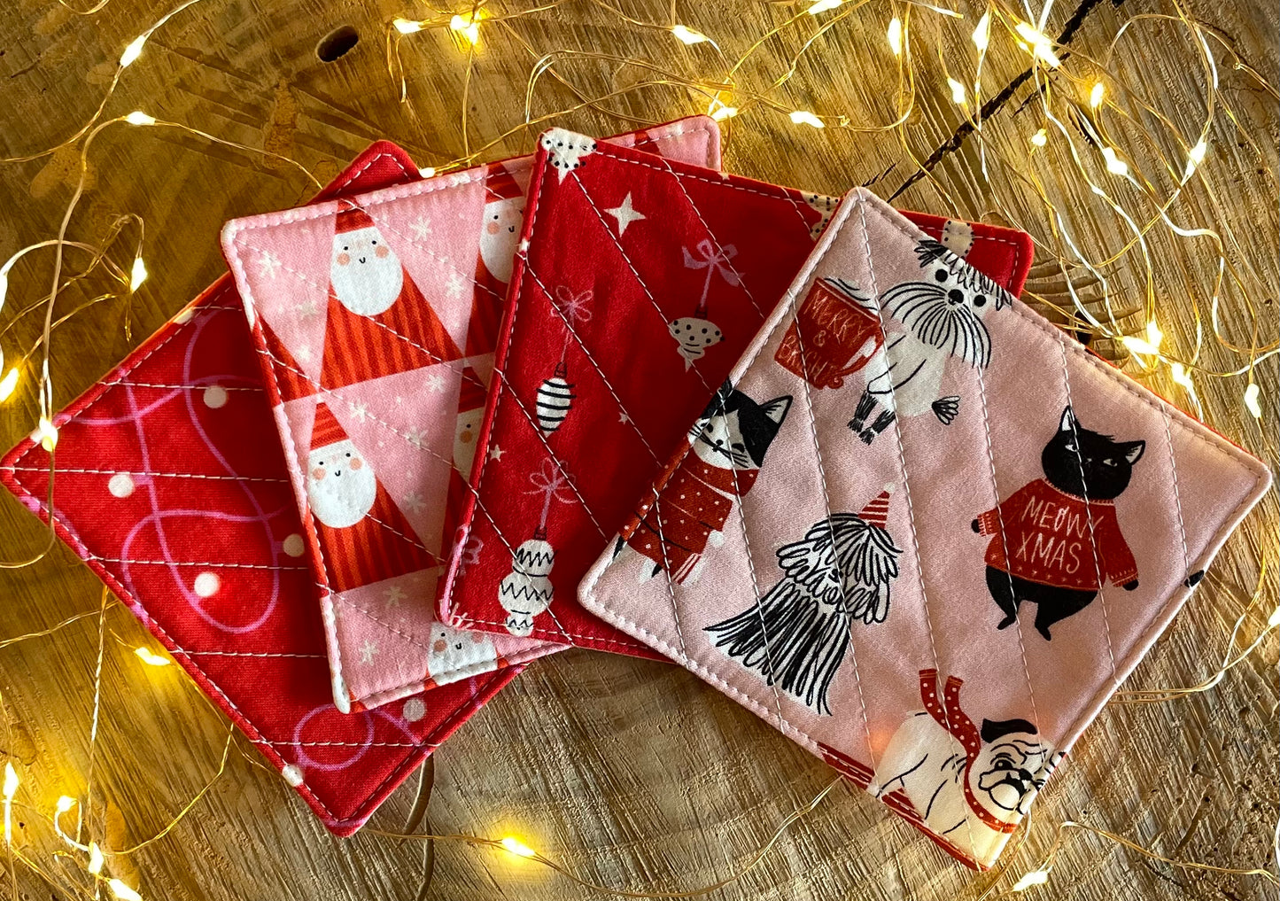 Christmas Coasters - Pinks & reds