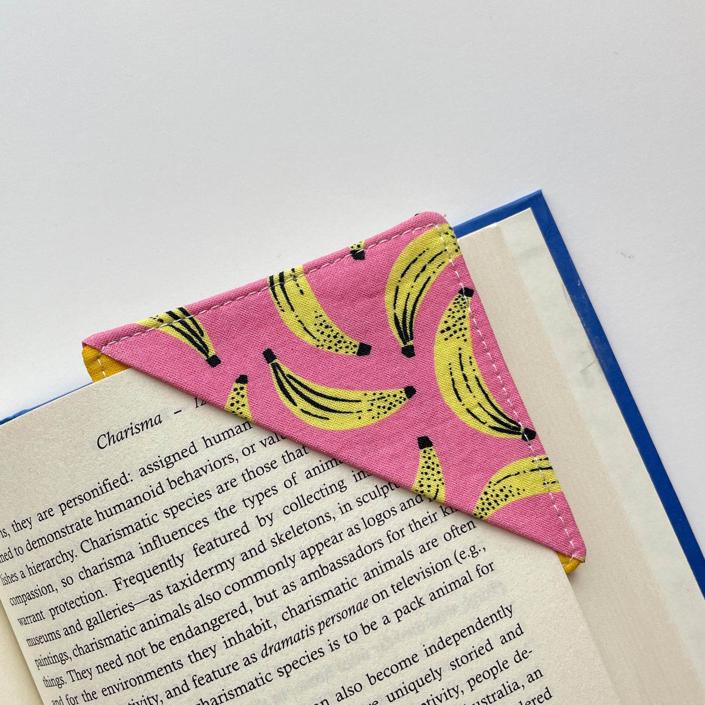 fabric corner bookmark - bananas