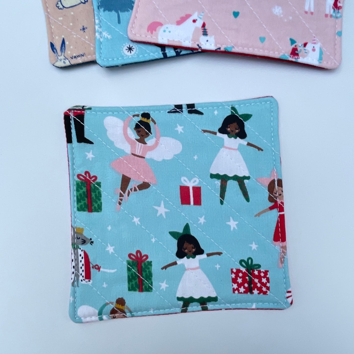 Christmas Coasters - Pinks and Blues